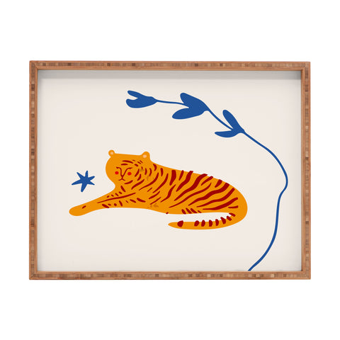 Mambo Art Studio Tiger and Leaf Rectangular Tray