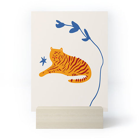 Mambo Art Studio Tiger and Leaf Mini Art Print