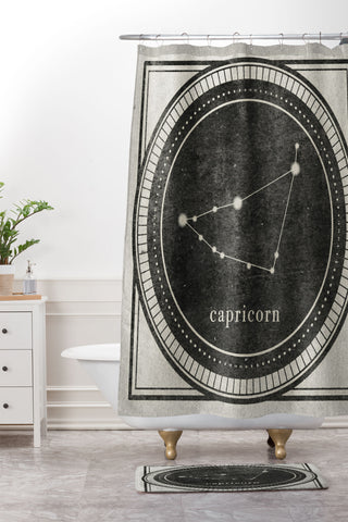 Mambo Art Studio Vintage Astrology Capricorn Shower Curtain And Mat