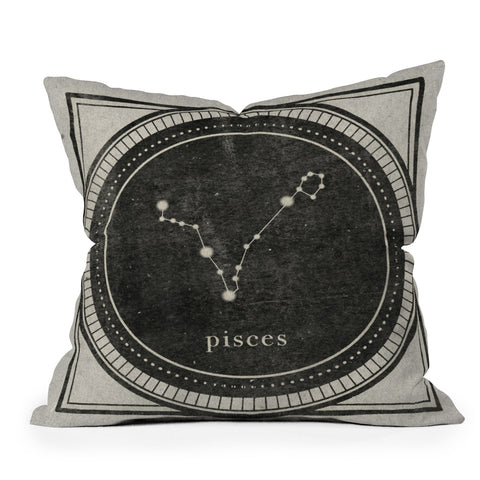 Mambo Art Studio Vintage Astrology Pisces Throw Pillow