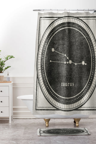 Mambo Art Studio Vintage Astrology Taurus Shower Curtain And Mat