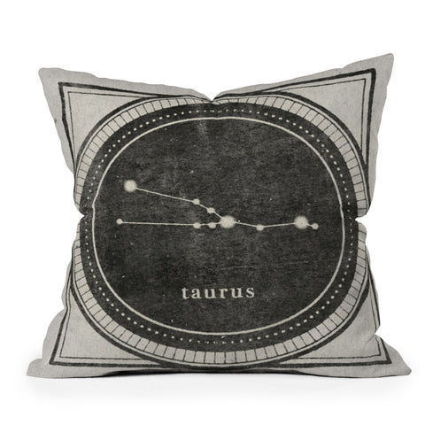 Mambo Art Studio Vintage Astrology Taurus Throw Pillow