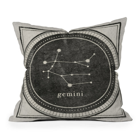 Mambo Art Studio Vintage Zodiac Gemini Throw Pillow