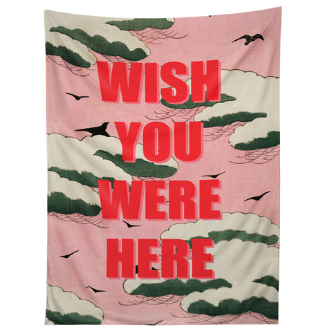 Mambo Art Studio Wish You Were Here Pink Clouds Tapestry