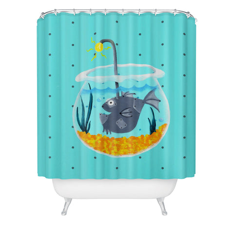 Mandy Hazell Fish Bot Shower Curtain