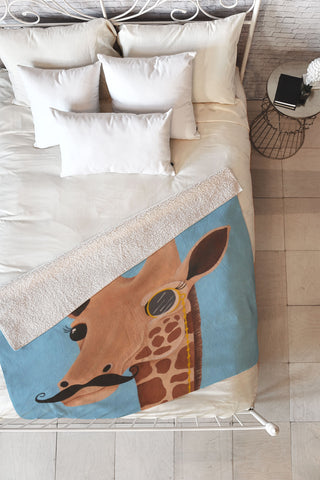 Mandy Hazell Gentleman Giraffe Fleece Throw Blanket