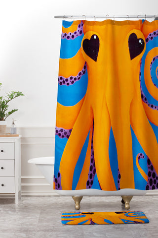 Mandy Hazell Wish I Was An Octopus Shower Curtain And Mat