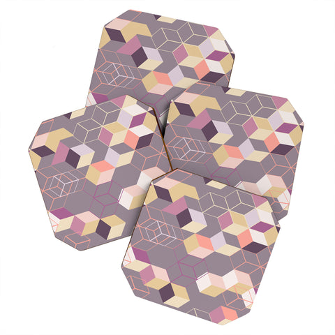 Mareike Boehmer 3D Geometry Cubes 1 Coaster Set