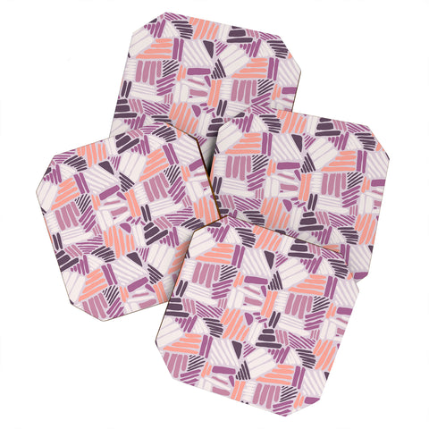 Mareike Boehmer Dots and Lines 1 Strokes Rose Coaster Set