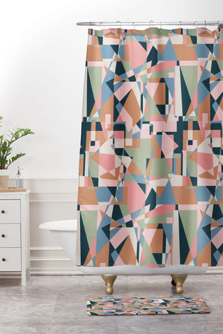 Mareike Boehmer Straight Geometry 80s 1 Shower Curtain And Mat