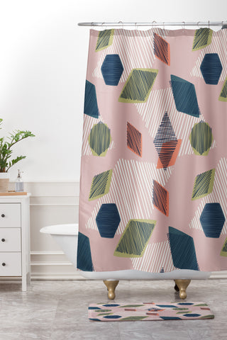 Mareike Boehmer Striped Geometry 5 Shower Curtain And Mat