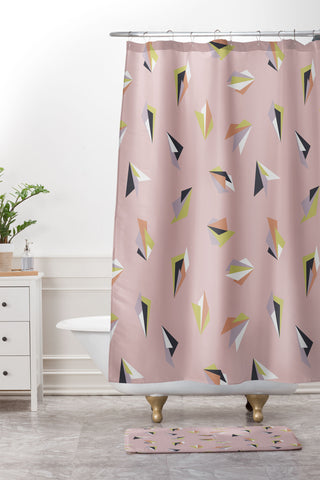 Mareike Boehmer Triangle Play Flowers 1 Shower Curtain And Mat