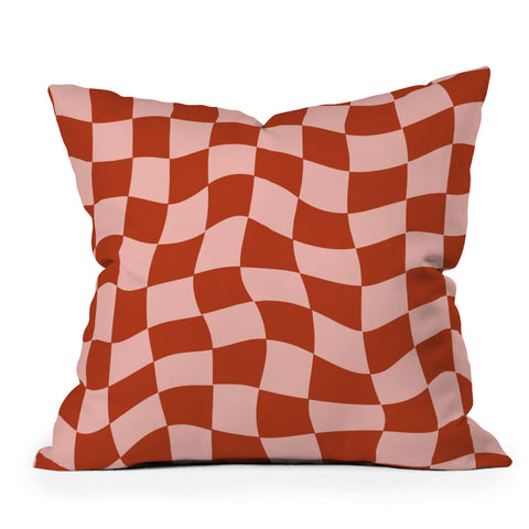 MariaMariaCreative Play Checkers Blush Outdoor Throw Pillow