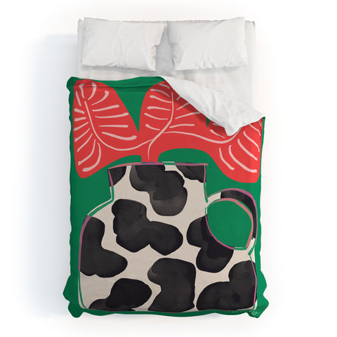 Marin Vaan Zaal Bright Vase with Cow Pattern Duvet Cover