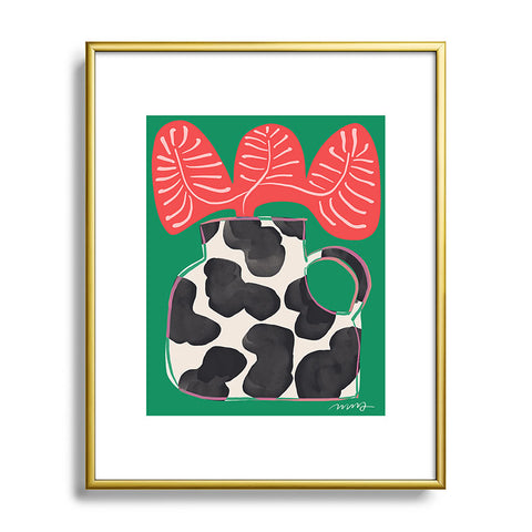 Marin Vaan Zaal Bright Vase with Cow Pattern Metal Framed Art Print