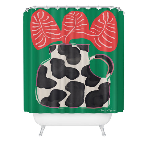 Marin Vaan Zaal Bright Vase with Cow Pattern Shower Curtain