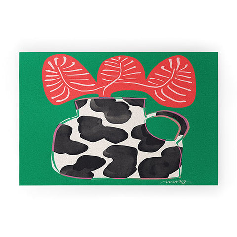 Marin Vaan Zaal Bright Vase with Cow Pattern Welcome Mat