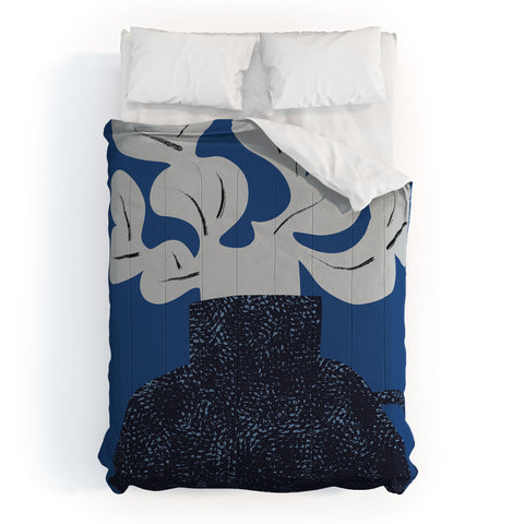 Marin Vaan Zaal Still Life with Modern Plant in Blue Comforter