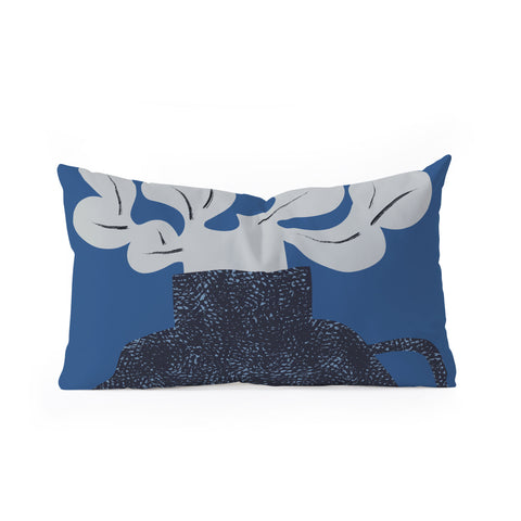 Marin Vaan Zaal Still Life with Modern Plant in Blue Oblong Throw Pillow