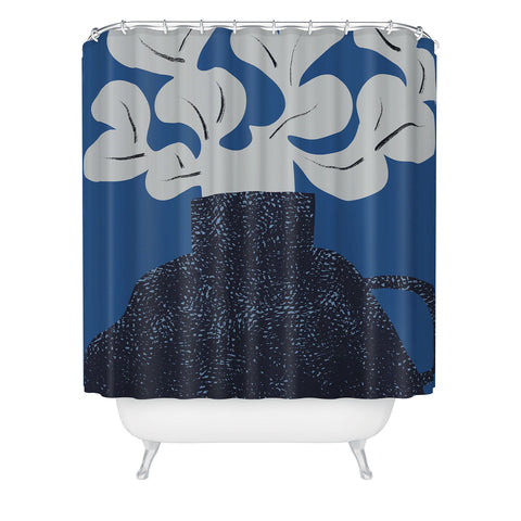 Marin Vaan Zaal Still Life with Modern Plant in Blue Shower Curtain