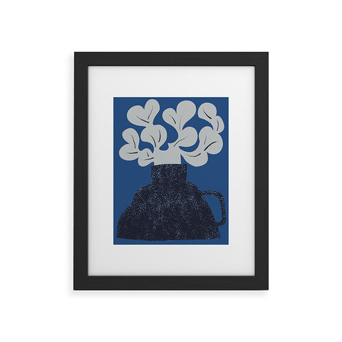 Marin Vaan Zaal Still Life with Modern Plant in Blue Framed Art Print