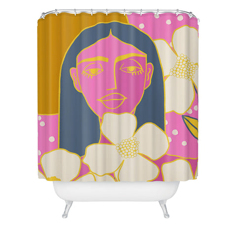 Maritza Lisa A Girl And Her Flowers Shower Curtain