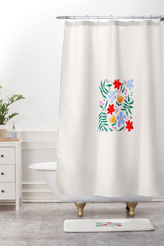 Maritza Lisa Abstract Florals Shower Curtain And Mat