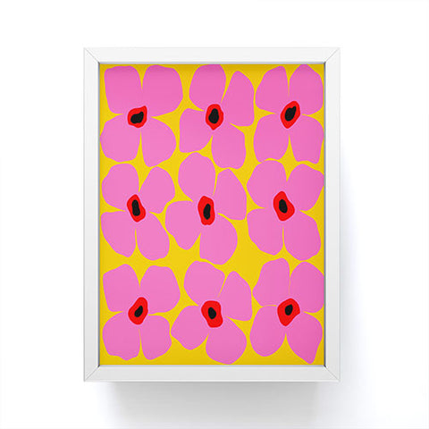 Maritza Lisa Abstract Pink Flowers With Yellow Framed Mini Art Print
