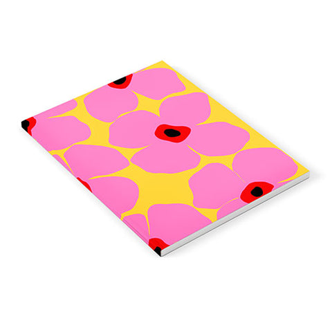 Maritza Lisa Abstract Pink Flowers With Yellow Notebook