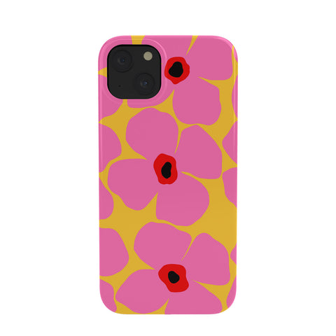 Maritza Lisa Abstract Pink Flowers With Yellow Phone Case