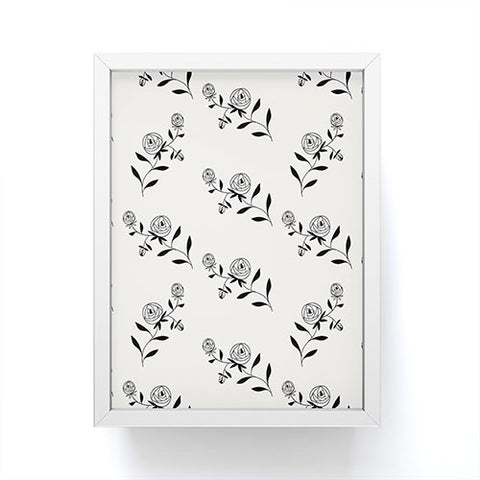 Maritza Lisa Abstract Rose Pattern Black and Ivory Framed Mini Art Print