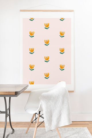 Maritza Lisa Abstract Yellow Tulip Pink Art Print And Hanger