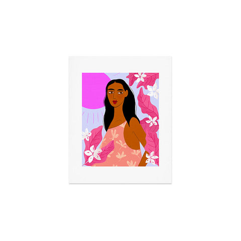 Maritza Lisa Girl With Pink Sun Art Print
