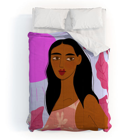 Maritza Lisa Girl With Pink Sun Comforter