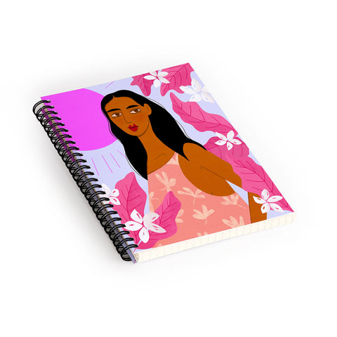 Maritza Lisa Girl With Pink Sun Spiral Notebook