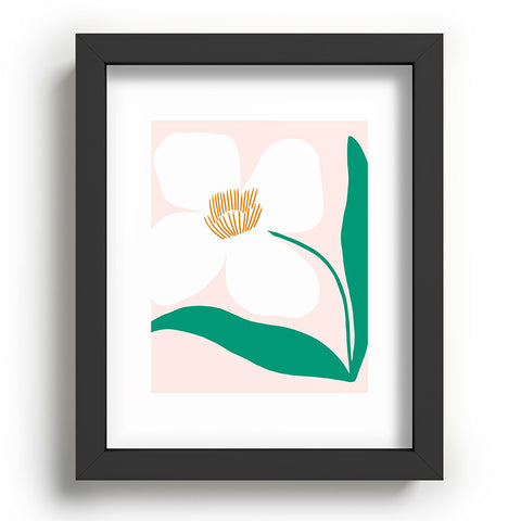 Maritza Lisa Single White Abstract Flower Recessed Framing Rectangle