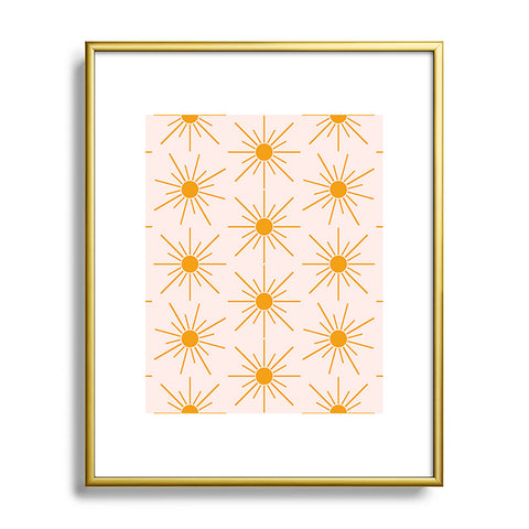 Maritza Lisa Sun Pattern On Pink Background Metal Framed Art Print