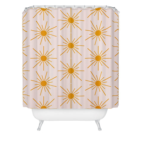 Maritza Lisa Sun Pattern On Pink Background Shower Curtain