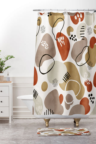 Marta Barragan Camarasa Abstract circular shapes Shower Curtain And Mat