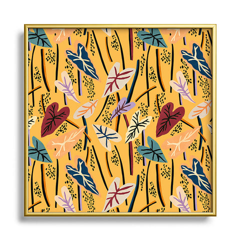 Marta Barragan Camarasa Abstract jungle colorful Leaf Metal Square Framed Art Print