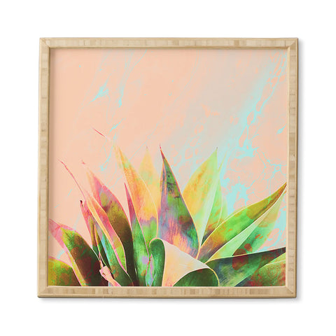Marta Barragan Camarasa Abstract of cactus on marbled painting Framed Wall Art