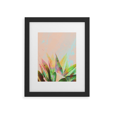 Marta Barragan Camarasa Abstract of cactus on marbled painting Framed Art Print
