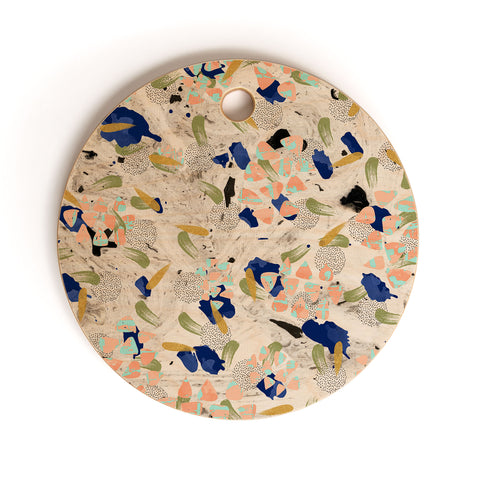 Marta Barragan Camarasa Abstract shapes of textures on marble II Cutting Board Round
