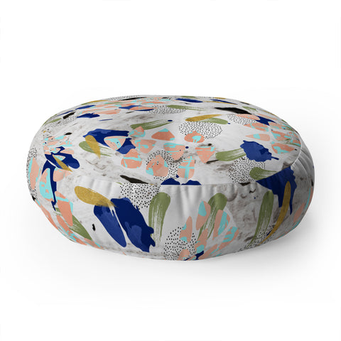 Marta Barragan Camarasa Abstract shapes of textures on marble II Floor Pillow Round