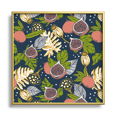 Marta Barragan Camarasa Autumn fruit and leaves 22 Square Metal Framed Art Print