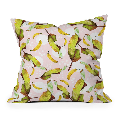 Marta Barragan Camarasa Banana leaf and bananas Throw Pillow