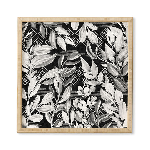 Marta Barragan Camarasa Black and white plants with geometric Framed Wall Art