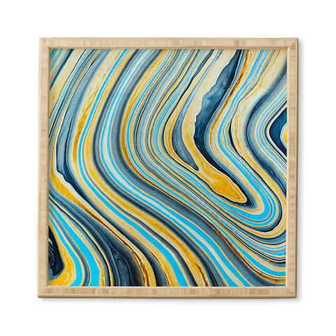 Marta Barragan Camarasa Blue marbled waves Framed Wall Art