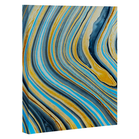 Marta Barragan Camarasa Blue marbled waves Art Canvas