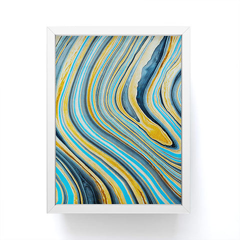 Marta Barragan Camarasa Blue marbled waves Framed Mini Art Print